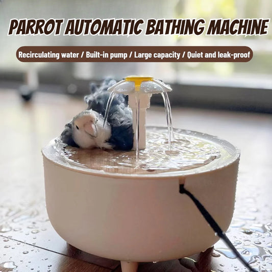 2-in-1 Auto-Circulating Parrot Bath & Water Fountain | USB Powered