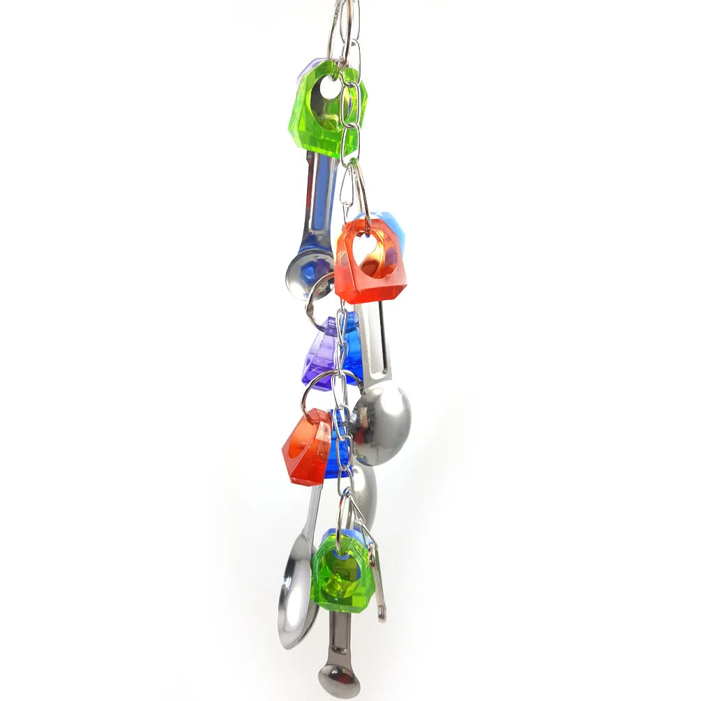 Stainless Steel Spoon String Bird Toy | Bon Bon Bird Toys