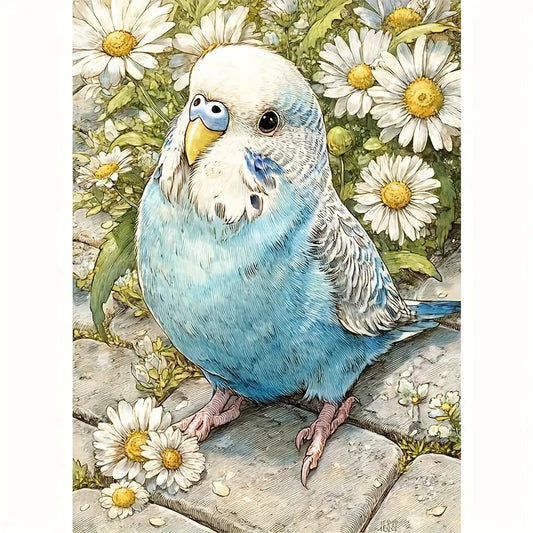 Parakeet Among Daisies Diamond Painting Kit | Bon Bon Bird Toys