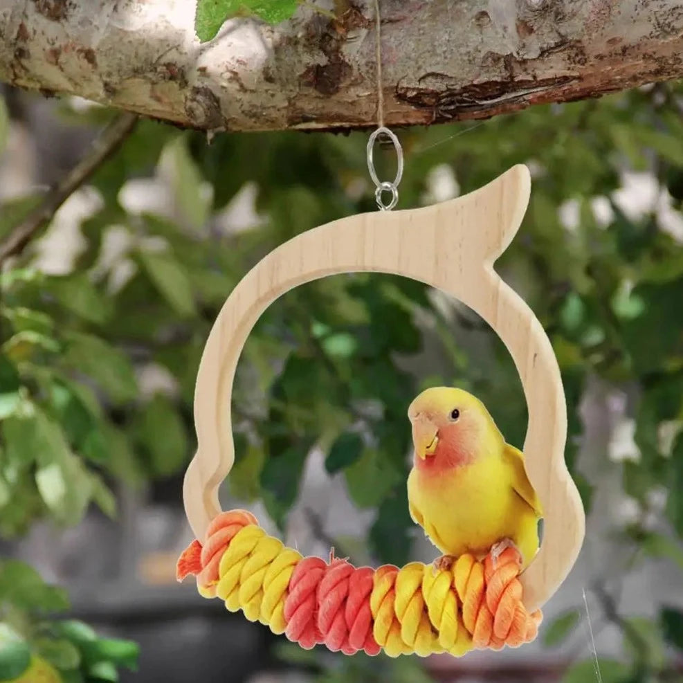 bird swing toy with yellow bird