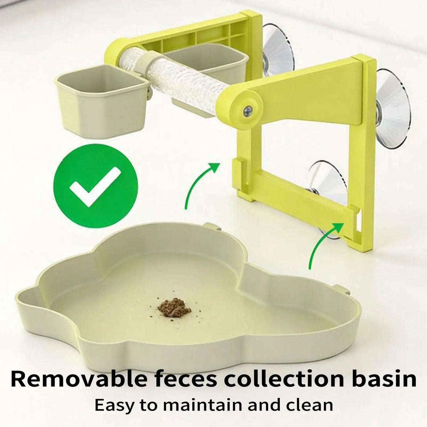 Suction Cup Window Perch & Feeding Station with Waste Basin | Bon Bon …
