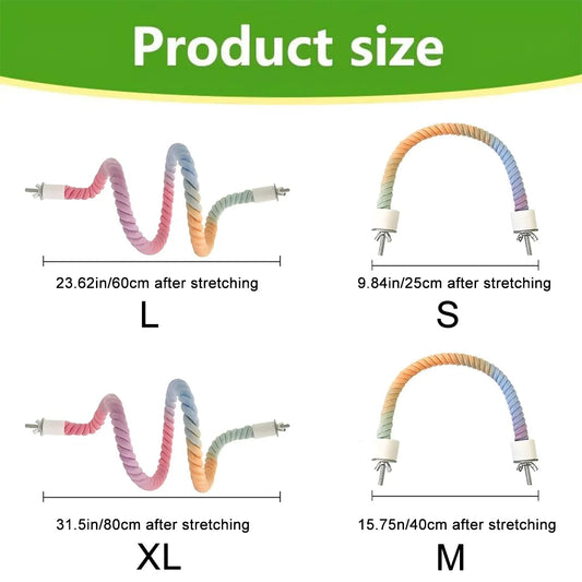 Pastel Twisted Rope Perch for Birds | Bon Bon Bird Toys
