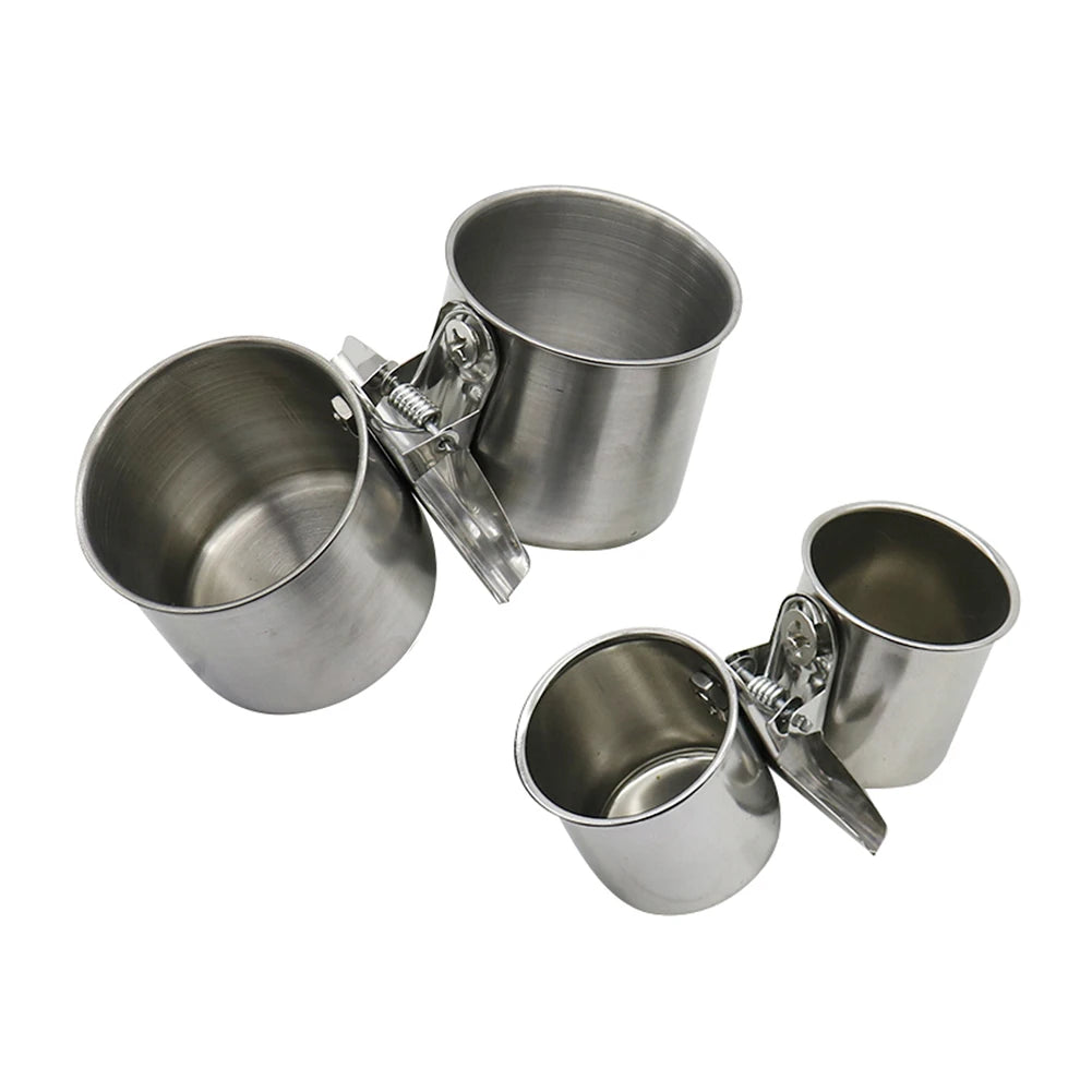 Stainless Steel Bird Feeder Cup with Cage Clip 