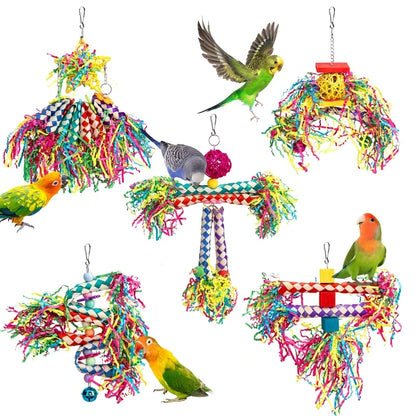 5 Piece Crinkle Paper Shredding Toy Set for Birds | Bon Bon Bird Toys