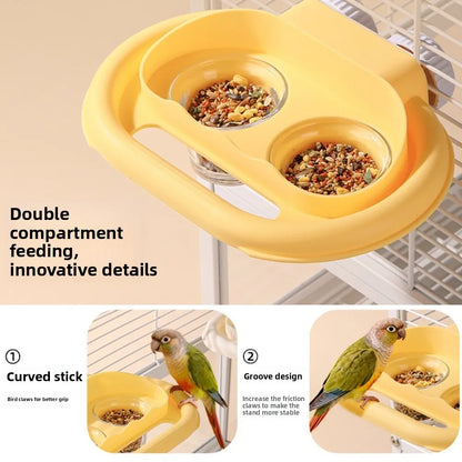Double Compartment Cage Feeder for Birds | Bon Bon Bird Toys