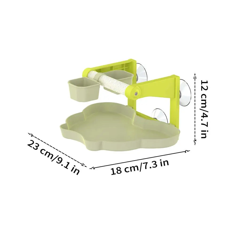 Suction Cup Window Perch & Feeding Station with Waste Basin | Bon Bon …