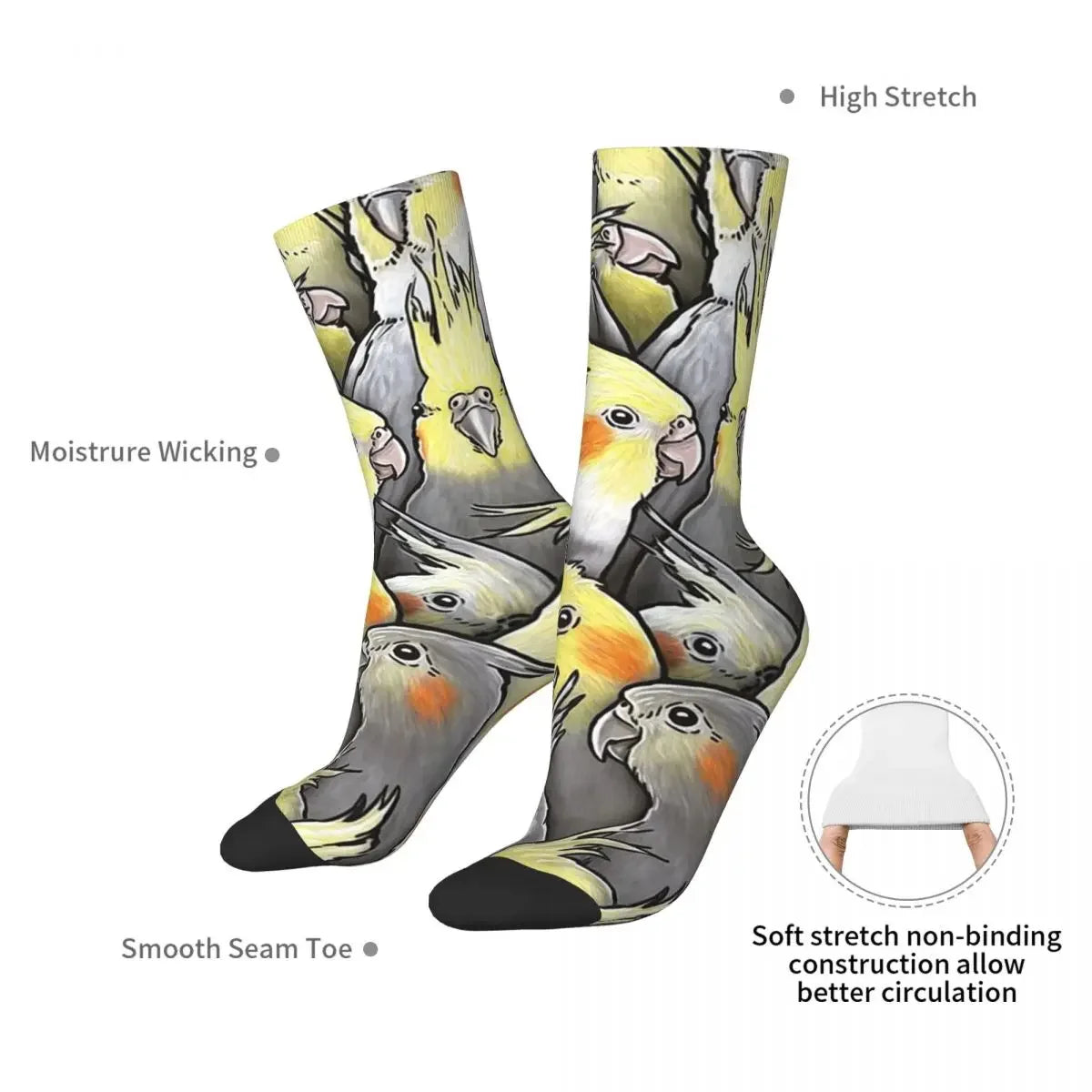 Cockatiel Art Print Crew Socks | Bon Bon Bird Toys