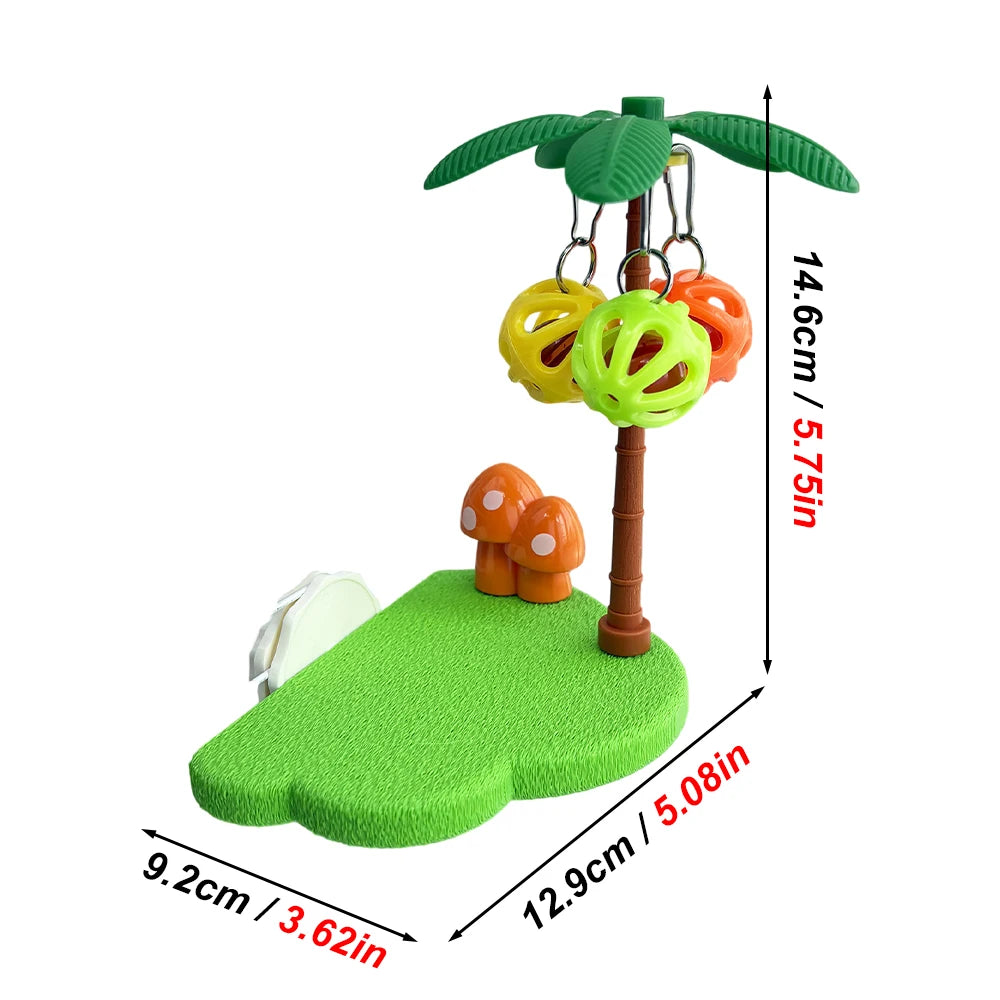 Palm Tree Bird Perch Stand with Foraging Balls | Bon Bon Bird Toys
