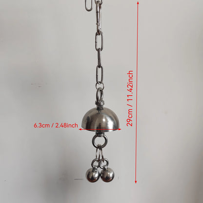 Stainless Steel Dome Bell Hanging Toy for Large Parrots