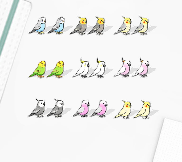 Budgie Acrylic Stud Earrings | Bon Bon Bird Toys