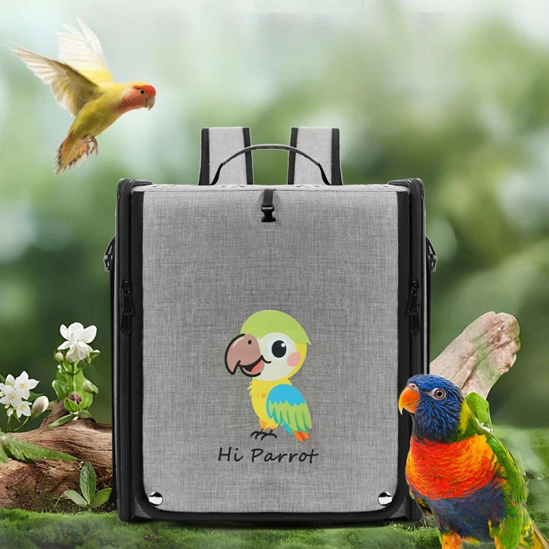 Bird Backpack Carrier with Window & Perch | Bon Bon Bird Toys