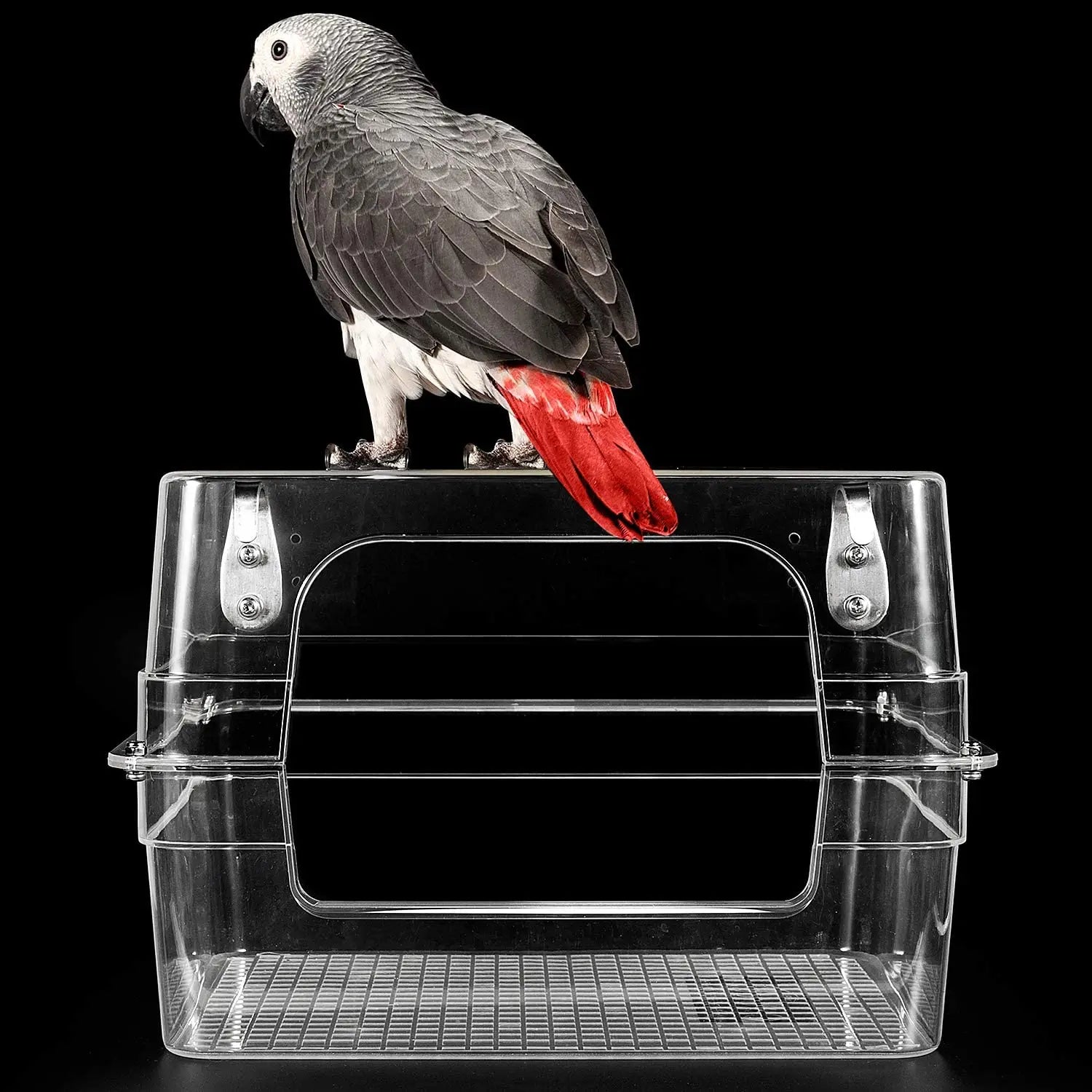 Large Transparent Bird Bath for Cage — 13x11x8 Inches