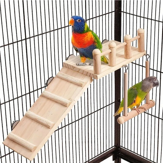 Wood Bird Ladder, Swing & Platform Set