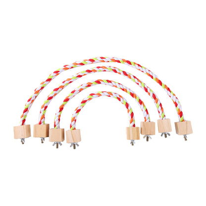 Multicolor Cotton Rope Bird Perch with Wood Block Ends