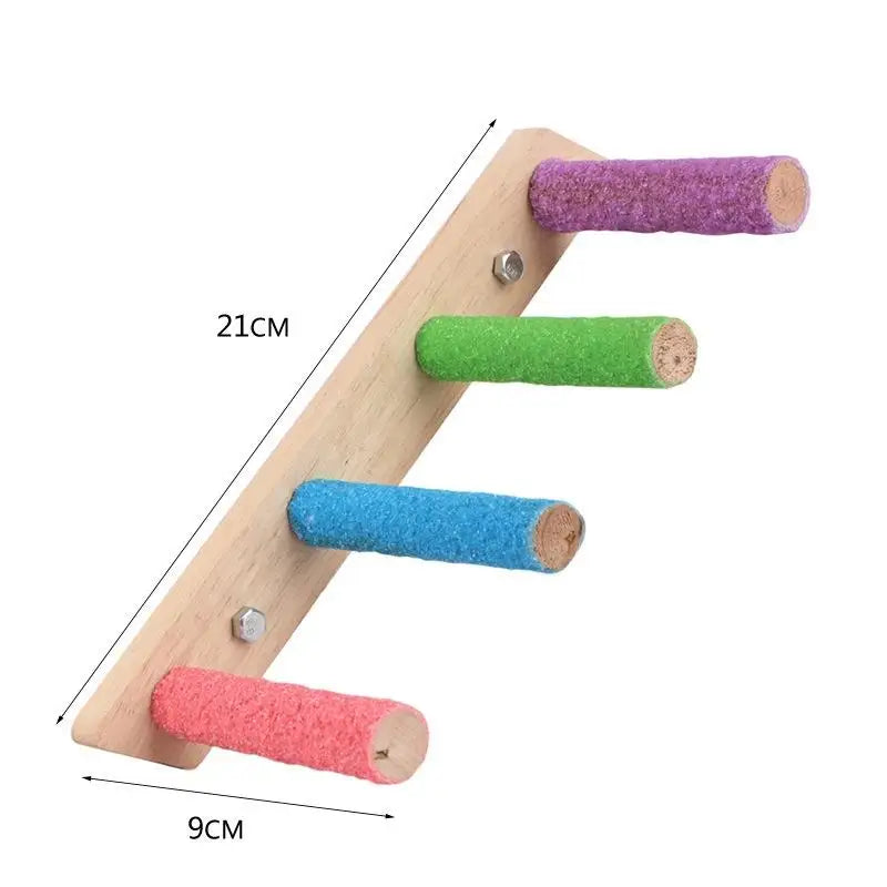 Wooden Climbing Ladder with Claw Grinding Perch for Birds | Bon Bon Bird Toys