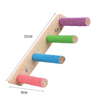 Wooden Climbing Ladder with Claw Grinding Perch for Birds | Bon Bon Bird Toys