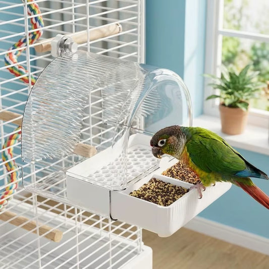 Transparent Bird Bath and Feeder with Dome Cover | Bon Bon Bird Toys