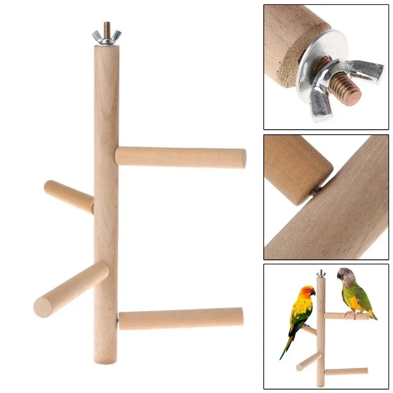 4-Level Hanging Wood Perch Stand | Bon Bon Bird Toys