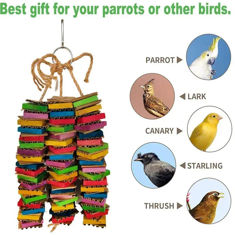 Colorful Wood Slice Shredding Toy for Birds | Bon Bon Bird Toys