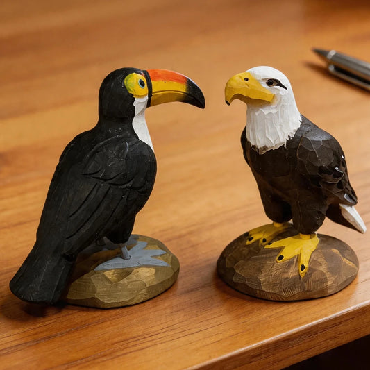 Hand-Carved Toucan & Tropical Bird Figurine | Bon Bon Bird Toys