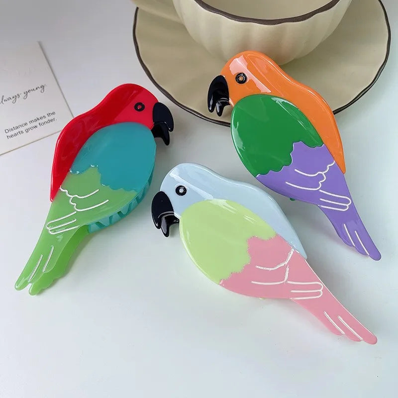 Colorful Macaw Hair Claw Clip