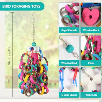 Colorful Bagel Ring Cascade Chew Toy for Parrots | Bon Bon Bird Toys
