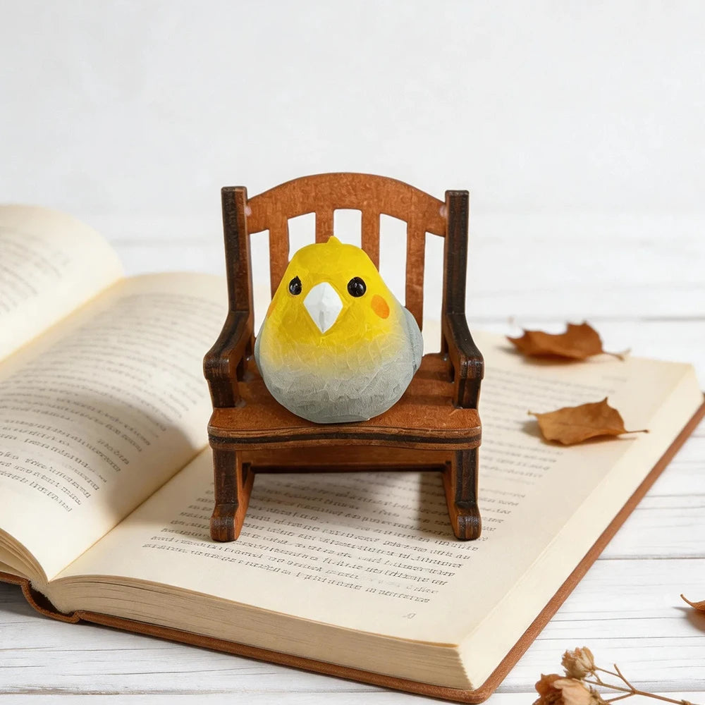 Hand-Carved Cockatiel Figurine | Bon Bon Bird Toys