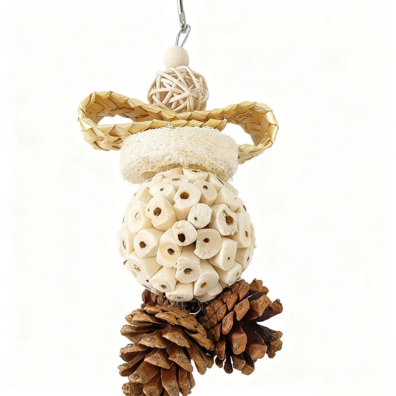Natural Corn Husk and Rattan Ball Chew Toy