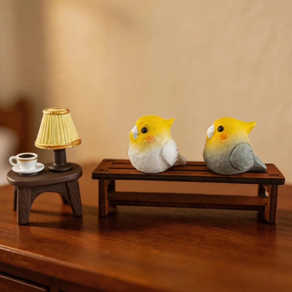 Hand-Carved Cockatiel Figurine | Bon Bon Bird Toys