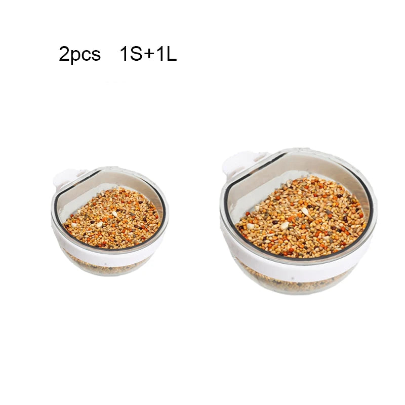 Transparent Cage-Mount Bird Feeding Bowl