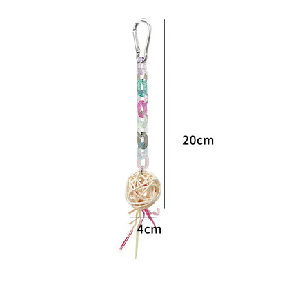 Rattan Ball & Bead Carabiner Parrot Toy | Bon Bon Bird Toys