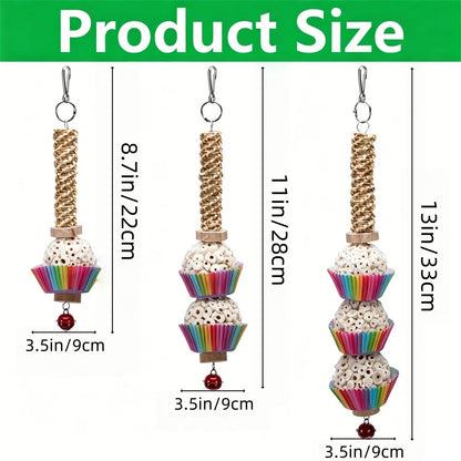 Sola Ball Foraging Toy with Raffia Cups | Bon Bon Bird Toys