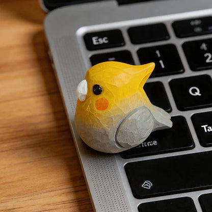 Hand-Carved Cockatiel Figurine | Bon Bon Bird Toys