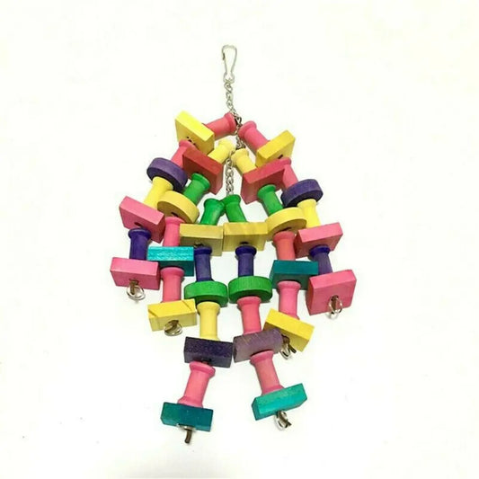 Colorful Wooden Block Chew Toy for Birds