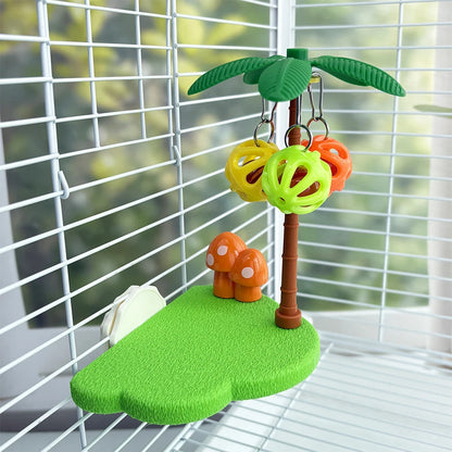 Palm Tree Bird Perch Stand with Foraging Balls | Bon Bon Bird Toys