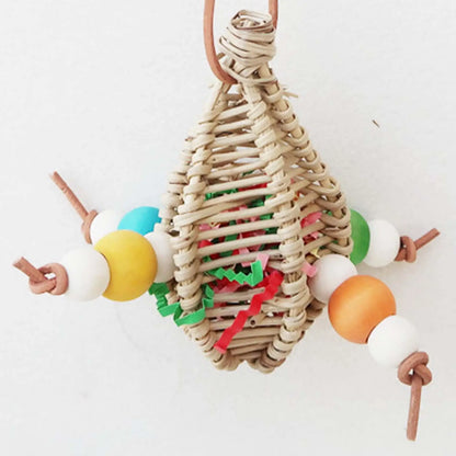 Hanging Wood Rattan Chew Toy for Parakeets, Conures & Parrots