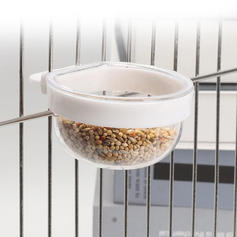 Transparent Cage-Mount Bird Feeding Bowl