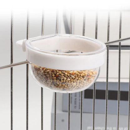 Transparent Cage-Mount Bird Feeding Bowl