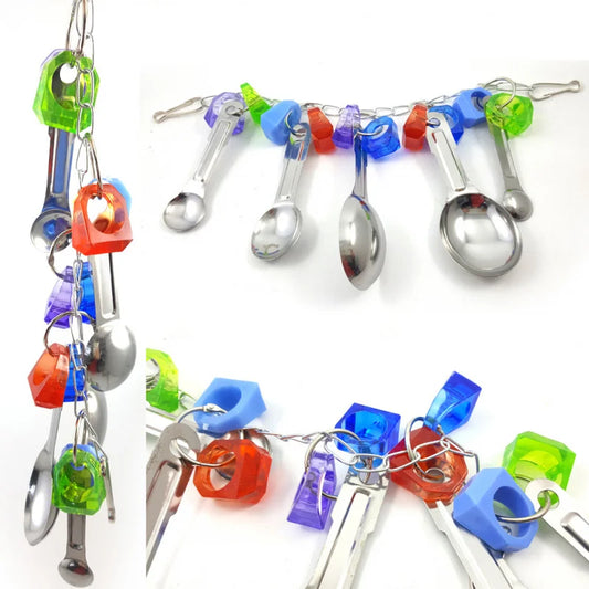 Stainless Steel Spoon String Bird Toy | Bon Bon Bird Toys