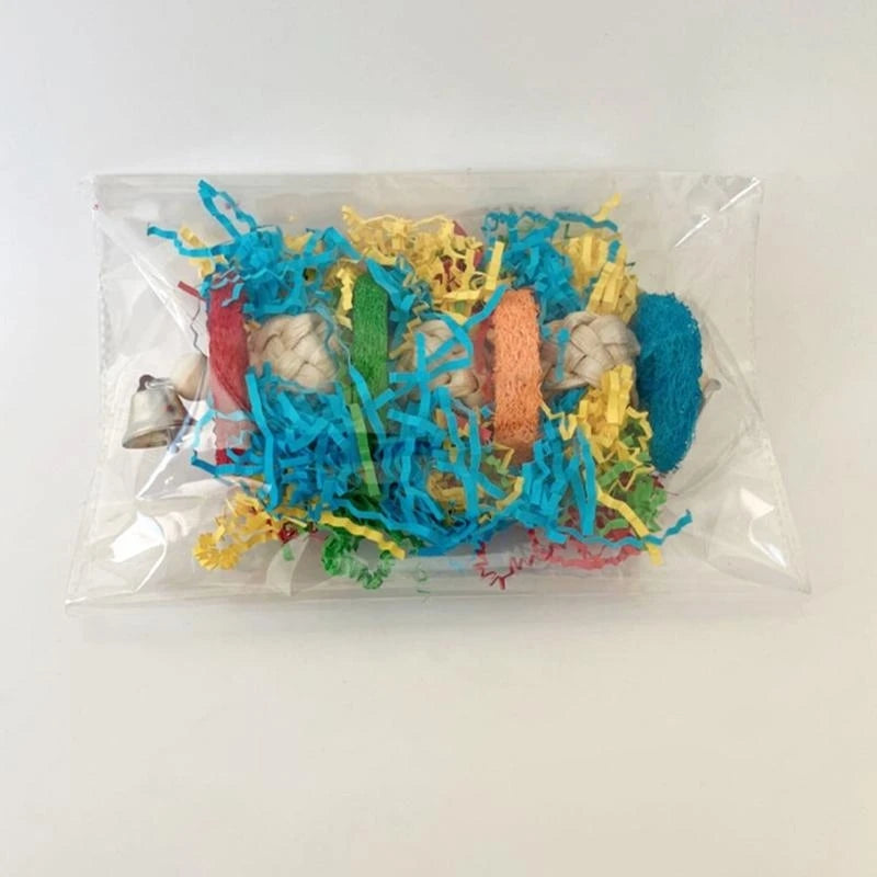 Colorful Paper & Loofah Shredder Toy for Birds | Bon Bon Bird Toys