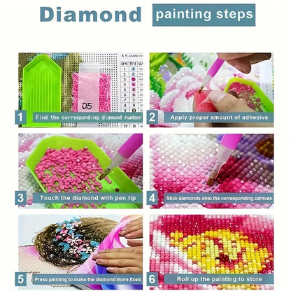 Green Parakeet in Wildflower Garden Diamond Painting Kit | Bon Bon Bird Toys
