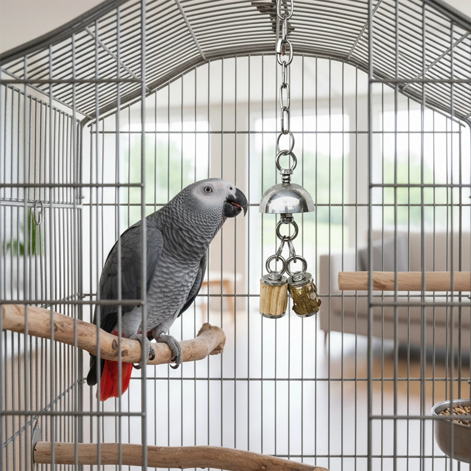 Stainless Steel Bell Toy for Large Parrots | Bon Bon Bird Toys