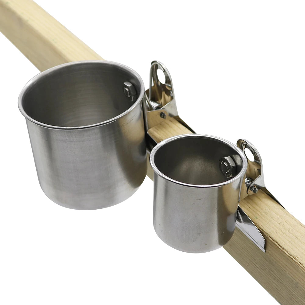 Stainless Steel Bird Feeder Cup with Cage Clip 
