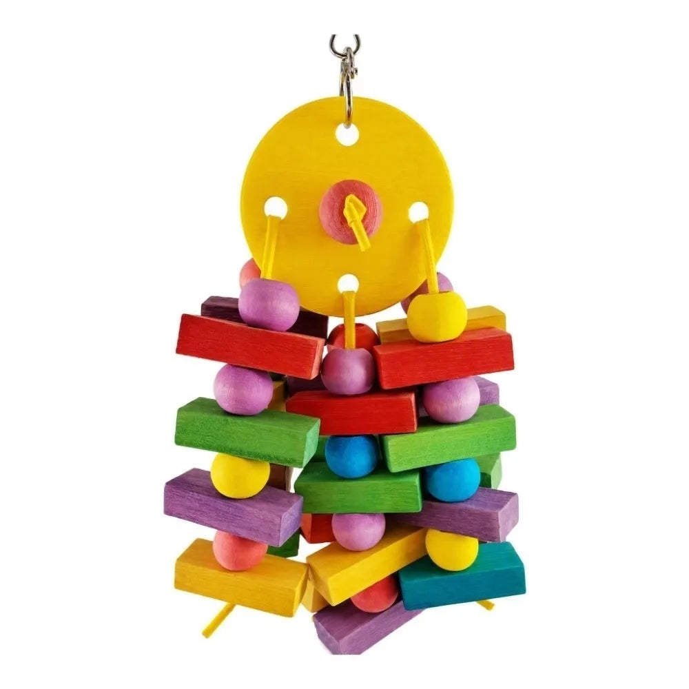 Colorful Stacked Wooden Block Chew Toy for Birds