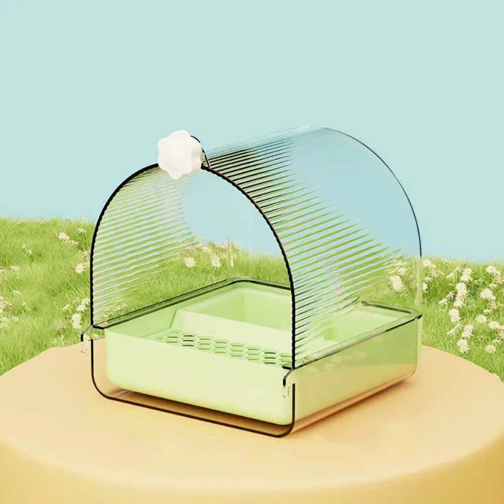 Transparent Bird Bath and Feeder with Dome Cover | Bon Bon Bird Toys