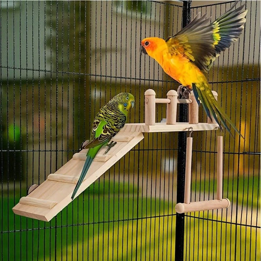 Wood Bird Ladder, Swing & Platform Set