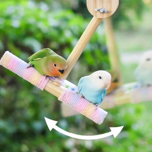 Rotating Wooden Perch Swing for Birds | Bon Bon Bird Toys