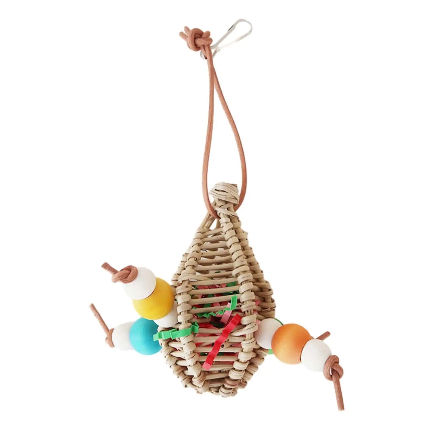 Hanging Wood Rattan Chew Toy for Parakeets, Conures & Parrots