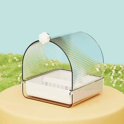 Transparent Bird Bath and Feeder with Dome Cover | Bon Bon Bird Toys