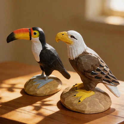 Hand-Carved Toucan & Tropical Bird Figurine | Bon Bon Bird Toys